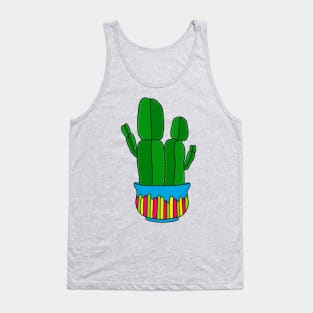 Cute Cactus Design #160: Funky-Shaped Cacti In Cute Pot Tank Top